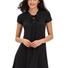 Short Sleeve A-Line Lace Up Summer Women\'s Day Dress