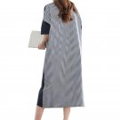 New Fashion 2017 Women Crew Neck Striped Splicing Kaftan Summer Female Short Sleeve Casual Loose Shi