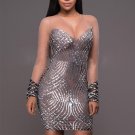 Women Sexy See Through Bodycon Dress 2017 Female Mesh Sequined Splice Long Sleeve Back Zippers Sheat