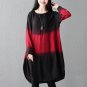 New Womens Retro O-Neck Long Sleeve Gradient Colors Party Knee-Length Dress 2017 Autumn Loose Casual
