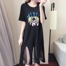 2017 New Plus size 5XL Summer Dress Sequins Eyes Patchwork Women Cotton Knee-Length Casual Dress Sho