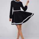 Lace Color Block Lantern Sleeve Women\'s Long Sleeve Dress (Plus Size Available)