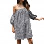 Off Shoulder Summer Dress Women Sexy Bodycon lattice Plaid Printed Dress Sleeveless Evening Party Lo