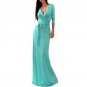 2016 New Women\'s Dress Summer Autumn Spring Solid V-neck 3/4 Sleeve High Waist Long Maxi Dress Pure