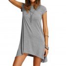 2017 Summer Dress Women Ladies Asymmetric Hem Casual Round Neck Short Sleeve Shift Tees Mini Dress v
