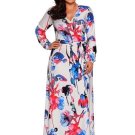 Long Sleeve Plus Size Printing Women\'s Maxi Dress