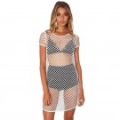 2017 Mesh Fabric Summer Dress Women Perspective Fashion Solid White Mini Sexy Club Vestidos punk roc