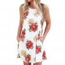 Floral Printed Summer Dress 2017 New Women Casual Sleeveless White Short Dress O-Neck brand mini dre