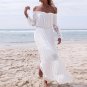 Women Sexy Lace Maxi Long Dress 2017 Ladies Slash Neck Off Shoulder Flare Sleeve Patchwork Beach Par