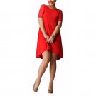 S M 3XL 6XL Women Autumn Bohemian Black Red Irregular Beach Dress Loose Flare Tunic Female Short Sle
