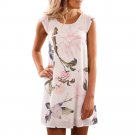 2017 Spring Summer Dress Women Sleeveless Chiffon Floral Printed Party Cocktail Beach Short Dress ve