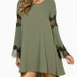 Ladies Womens Chiffon Baggy Long Sleeve Loose Casual Lace O- neck Female Casual Office Dresses hot s