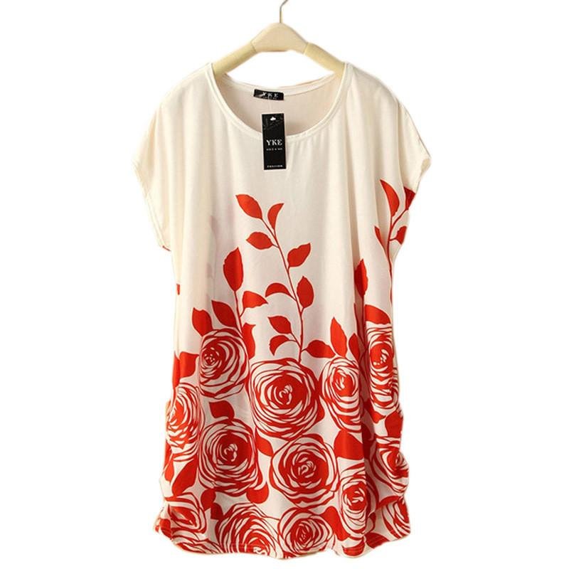 Summer Women Dress Fashion New Loose Floral Plus Size Flower Printed Tunic Dress Casual Dress 4 Colo