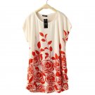 Summer Women Dress Fashion New Loose Floral Plus Size Flower Printed Tunic Dress Casual Dress 4 Colo