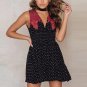 Women Crochet V Neck Summer Lace Short Dresses 2017 Club Party Sexy Dress New Sleeveless Print Black