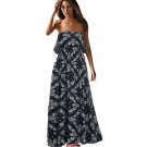 2017 Sexy Off Shoulder Dress Women Printed Maxi Dress Casual Vintage Sleeveless Boho Strapless Beach
