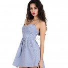 Sexy Women Summer Dresses Bule V-Neck Spaghetti Strap Women Dress for Girls Bandage Sleeveless Strip