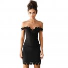 Womens Lace Dress Off Shoulder Summer Hollow Out Beach Holiday Evening Club Party Sheath Black Dress