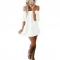 Summer Dress 2017 Women Short Sleeve Pullover Dress Off Shoulder Slash Neck Casual White Dresses ves