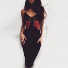 Vestidos 2017 Summer Women Sexy Strapless Bodycon Dress Ladies V Neck Sleeveless Floral Embroidery K