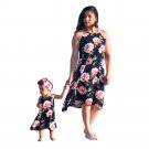 Summer Dress Floral Printed Family Dress Mother and Daughter Matching Womens Girls Knee-Length Halte