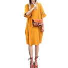 Vestido 2017 Women Ruffled Sleeve Crew Neck Casual Loose Shirt Dress Summer Ladies Short Sleeve Long