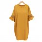 Vestido 2017 Women Ruffled Sleeve Crew Neck Casual Loose Shirt Dress Summer Ladies Short Sleeve Long