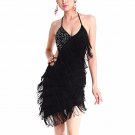 Fashion Women Latin Dance Dress Tassel Fringe Sequins Decorate Backless Latin Dancing Dresses LM75