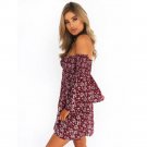 Fashion Summer Dress 2017 Women New off shoulder Short Beach Wear Casual Flare Sleeve Evening Party 