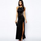 Maxi Dress Summer 2017 Robe Sexy Black Lace Dress Women Side Slit Embroidered Sleeveless Long Maxi G