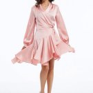 V-Neck Lantern Sleeves Asymmetrical Dress