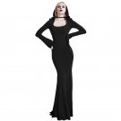 Steampunk Gohic Hooded Dress Fit And Flare Style Long Sleeve Dresses Maxi Vintage Floor Dress With S
