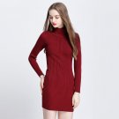 Fashion Sweater Dresses For Women Autumn Winter Thicken Long Sleeve High Neck Primer Dress Soft Cabl