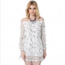 Off Shoulder Dress Sequined Europe And The United States 2017 Women\'s New Long-Sleeved Slash Collar