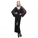 Punk Women\'s Deep V-neck Party Dresses Skull Printing Split Long Dresses Gothic Black Lace Maxi Dre