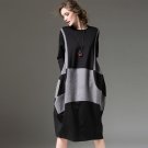 2017 autumn new long sleeves women knitted dress pluz size loose cotton ladies dresses o-neck