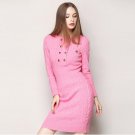 HIGH QUALITY New Fashion 2017 Designer Winter Dress Women\'s Long Sleeve Buttons Knitting Wool Sweat