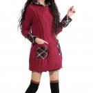 Women Dress FINCATI 2017 New Vintage Cotton Warm Long Sleeve Round Collar Patchwork Combo Vestido A6