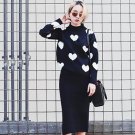 Autumn Winter Warm Women Female Runway Skirt Knit Woolen Skirt Suits Sweater Suits 2 Pieces Suits Se