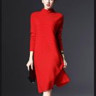 spring winter long sleeve loose pure color knitted dresses ladies red new years eve dresses womens y