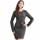 High Quantity Plus Size 4XL 2016 Autumn Winter Women Dresses Korea Elegant Slim Thickening Woolen Of