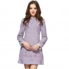 New Lace OL Business Dresses Work Wear A-line Lavender Slim Warm Winter Dress Plus Size Womens Cloth