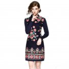 High Quality Embroidery Sweater Dress Women 2017 New Fashion Autumn Winter Dresses Long Sleeve Knee 