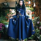 2017 spring new literature style dress long dancing dance flying handmade butterfly Slim retro woole