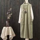 Art Autumn and Winter New Woolen Vest Dress Chinese Oblique Lapel Buckle Sleeveless Vest A-Line Dres
