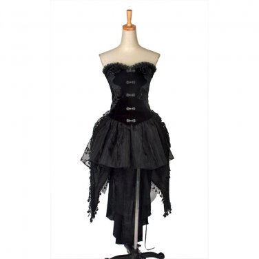 Punk Gothic Lolita Dress Corset with tail Women Palace Club Prom Maxi Kera  EMO