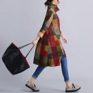 Winter Dresses Women Plaid Print Turtleneck Irregular Full Dress Vintage Woolen Women Long Sleeve Dr