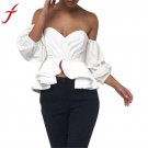 2017 Women Off Shoulder Blouse Summer Sexy Butterfly Sleeve Slash Neck Casual Ruffles Blusas Feminin