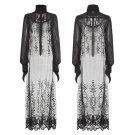 Gothic Ladies Lace Long Shirt Black Sexy See-through Blouses Steampunk Women\'s Chiffon Shirt Party 