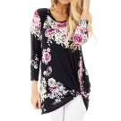 2017 New Arrival Blouse Womens Casual Three Quarter Sleeve Floral Print Knot Blouses Tops and Shirts